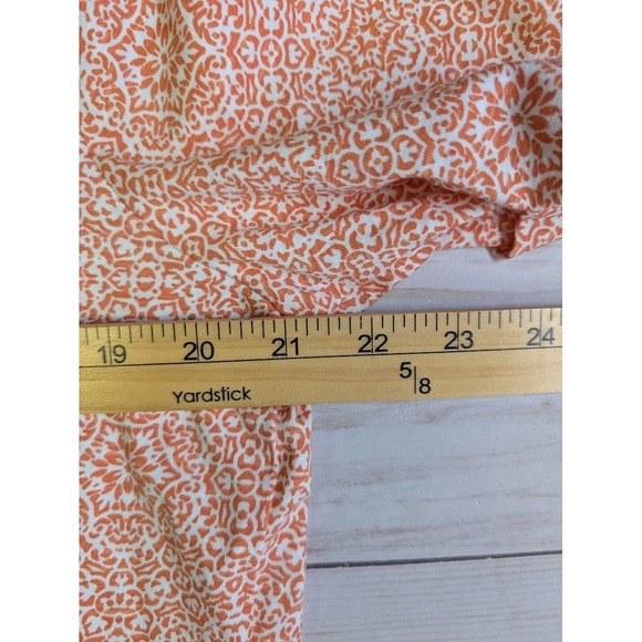 Croft Barrow Size XL Orange White Patterned Short Sleeve Front Pockets Top - Picture 4 of 7